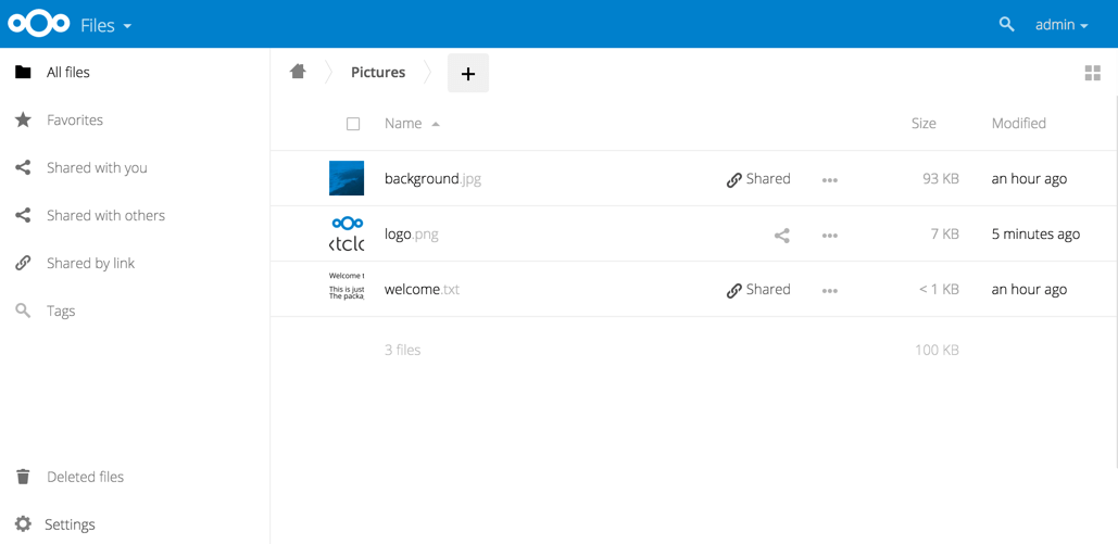 Nextcloud Webinterface